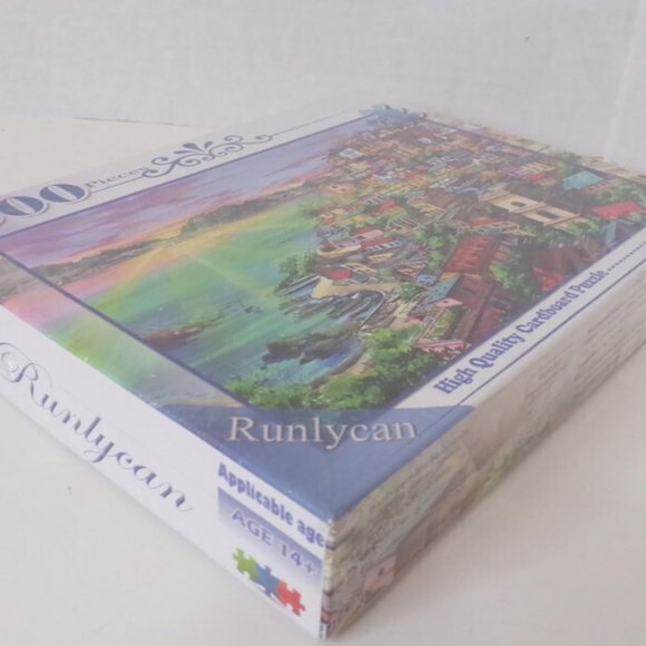 1000pc Runlycan Jigsaw Puzzle European Seaside Village High Quality Cardboard - Picture 3 of 4